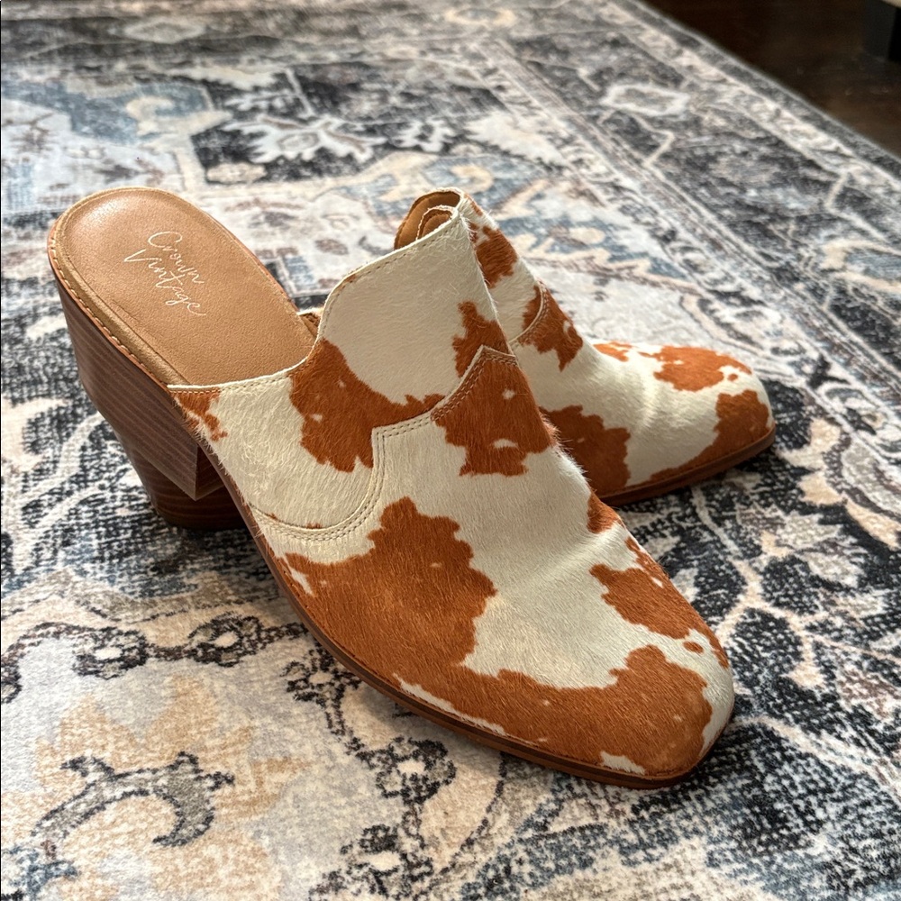 Cow Print Mule Heels